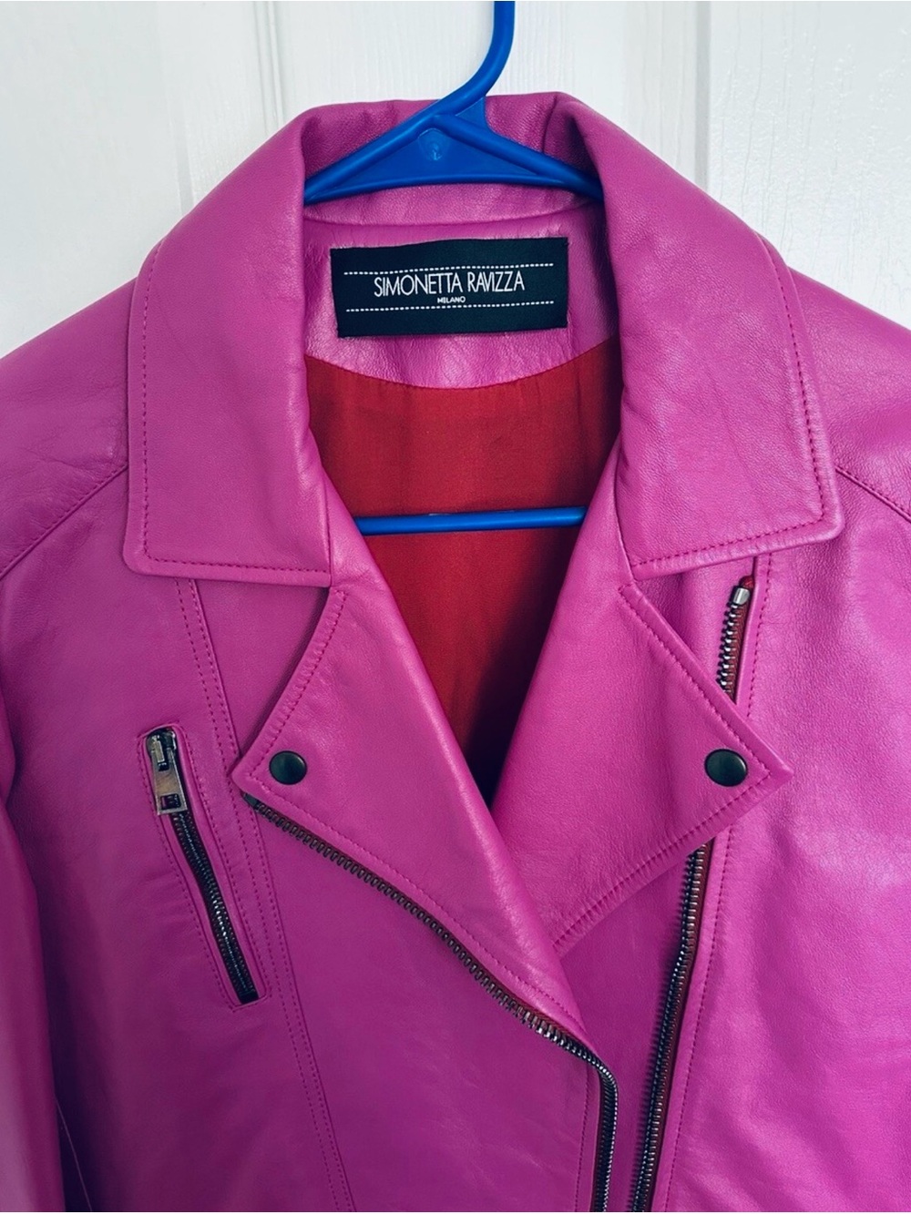 100% Leather Motorcycle Pink Jacket
